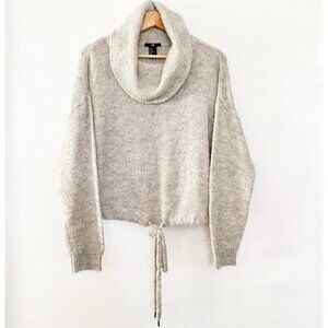 H&M Pullover Gray Sweater Alpaca Blend‎ Cowl Neck Slouchy Relax Fit Lightweight